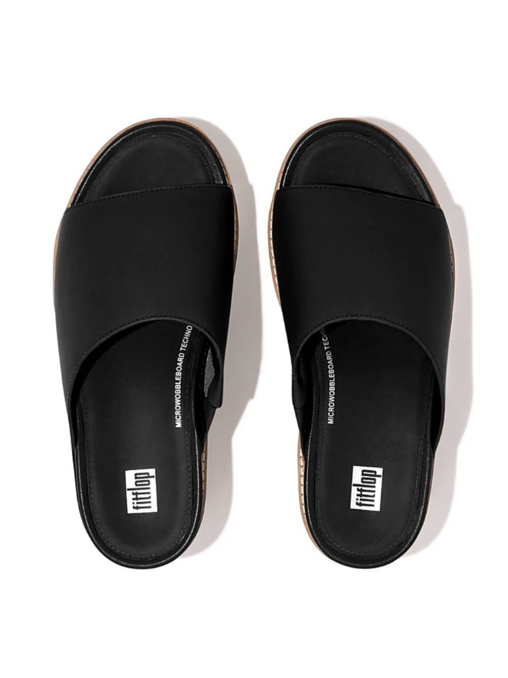 FitFlop Gracie Black Leather Pool Slide Sandal Womens 6 Comfort Technology Ortho